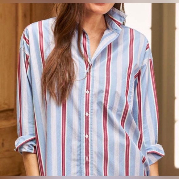 Frank & Eileen Women's Silvio Button Up Shirt Size Medium Striped EUC - Picture 3 of 10